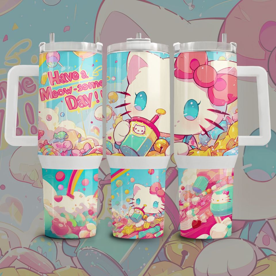 Hello Kitty Have A Meow-some Day Tumbler 40 oz With Handle