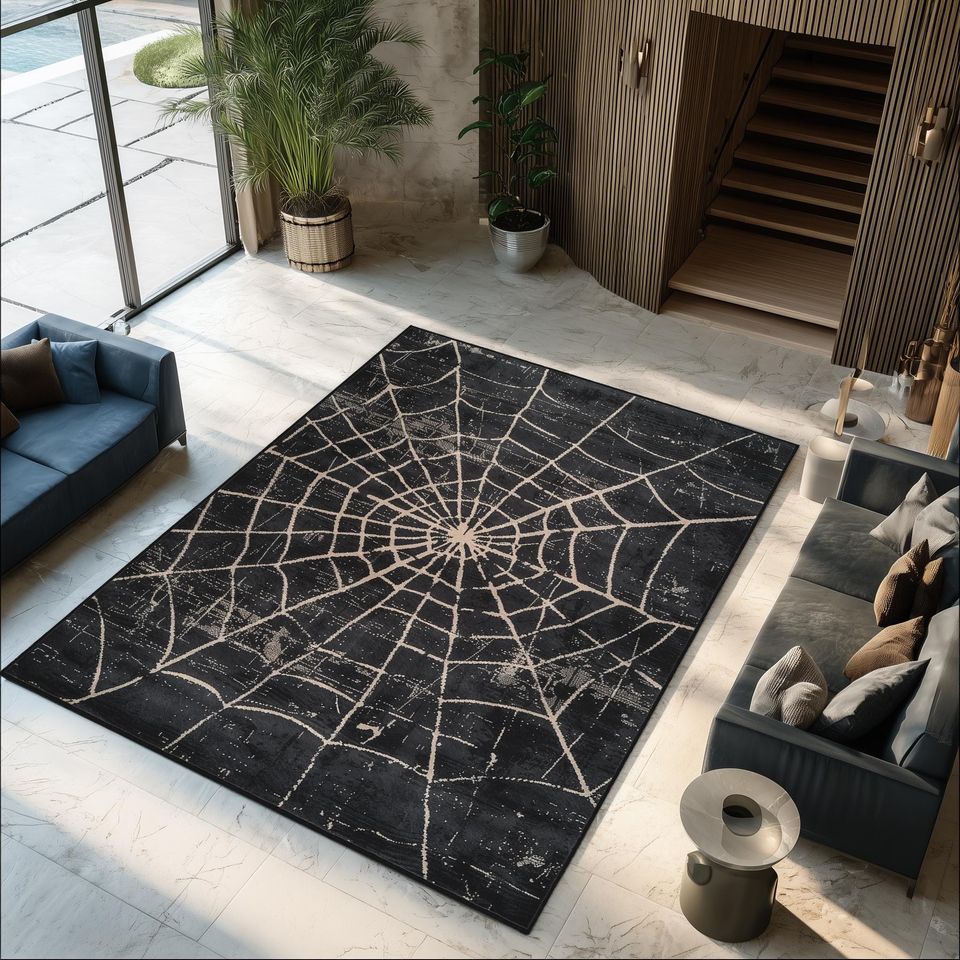 Spider Web Rug - Modern Gothic Halloween Home Decor