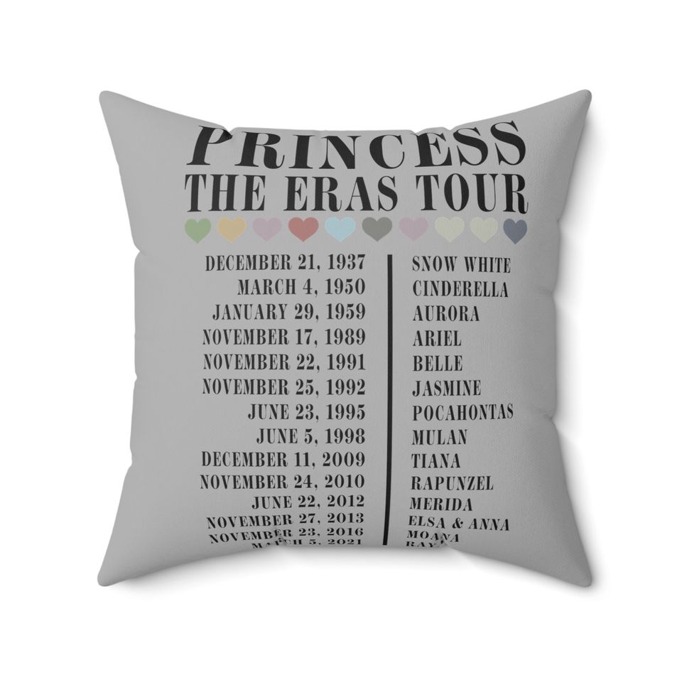 Disney Princess Eras Tour Spun Polyester Square Pillow