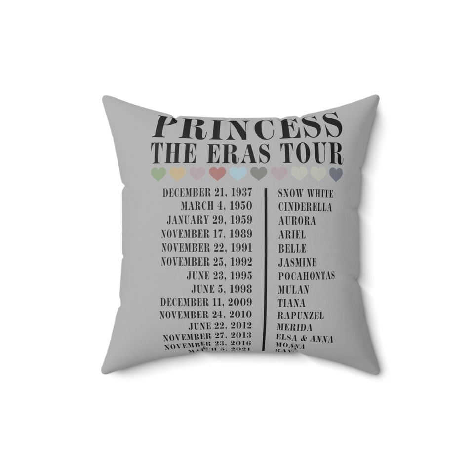 Disney Princess Eras Tour Spun Polyester Square Pillow
