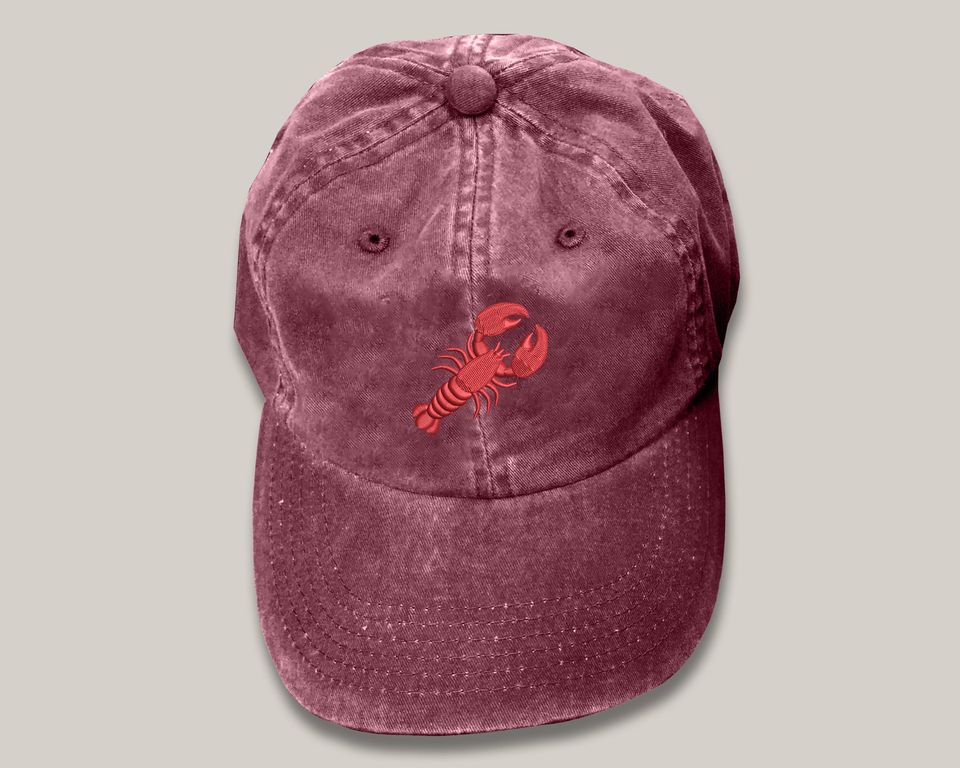 Lobster Vintage Hat, Embroidered Red Lobster Baseball Caps