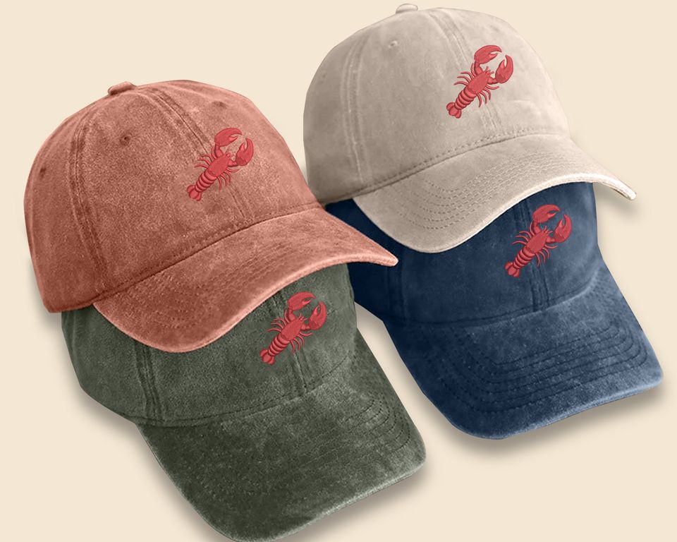 Lobster Vintage Hat, Embroidered Red Lobster Baseball Caps