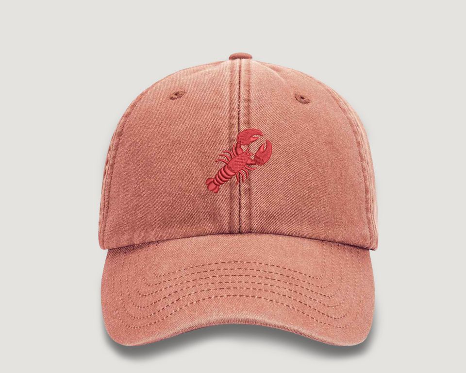 Lobster Vintage Hat, Embroidered Red Lobster Baseball Caps