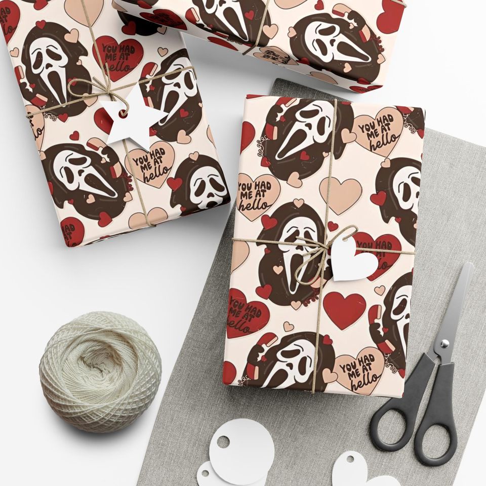 Scream/Ghost Face-Inspired Horror Themed Gift Wrap Paper