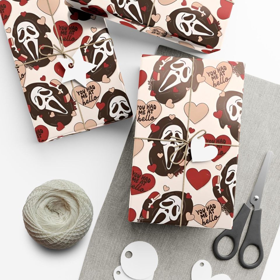 Scream/Ghost Face-Inspired Horror Themed Gift Wrap Paper