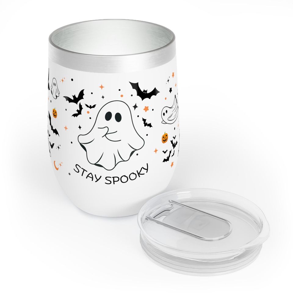 Halloween Ghost Wine Tumbler, Halloween Spooky Cup, Spooky Ghost Wine Cup