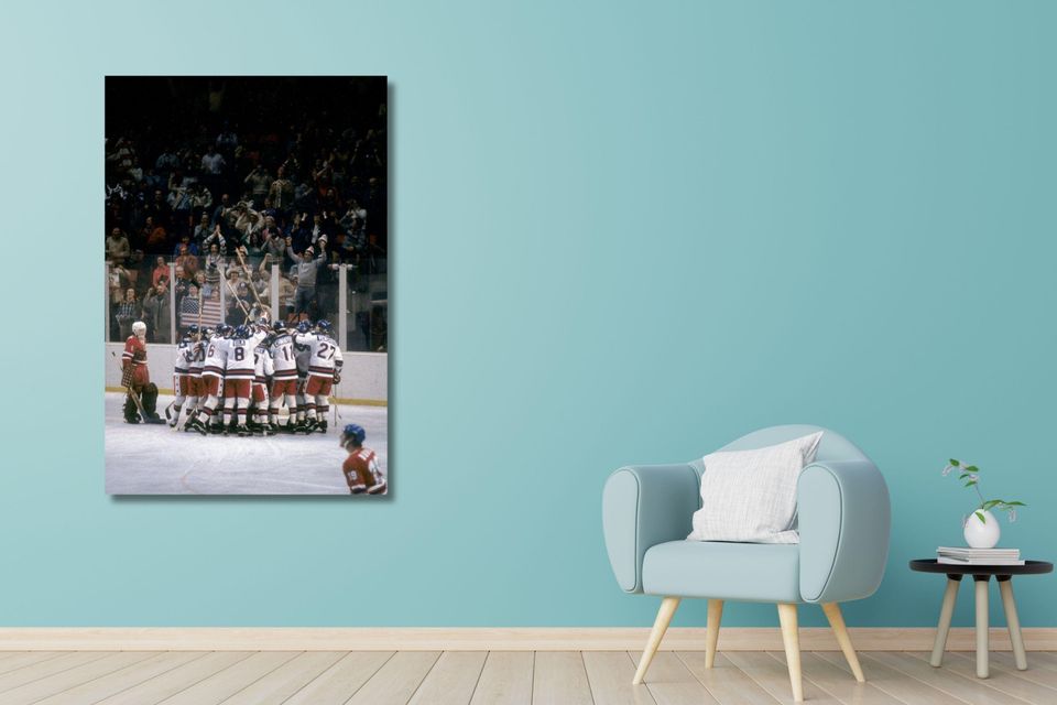 USA Stuns Soviet Union 1980 Hockey Print Poster