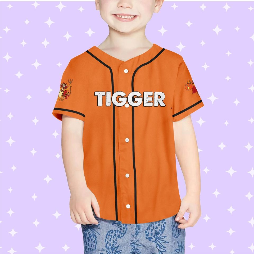 Personalized Halloween Disney Devil Tigger Funny Jersey, Custom Disney Jersey
