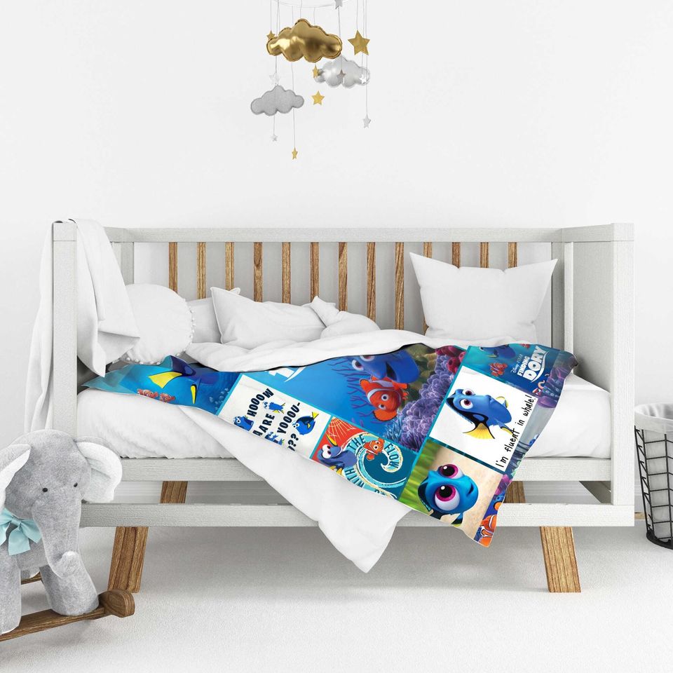 Funny Finding Dory Custom Blanket, Personalized Finding Nemo Blanket, Dory Nemo Blanket, Nemo Dory Cartoon