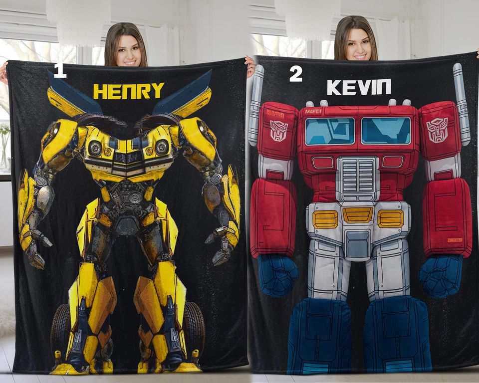 Custom Transformer Blanket/Personalized Robot Blankets/Boy Bed Room Blanket/Transformer Blanket/Auto Bots Birthday Blanket