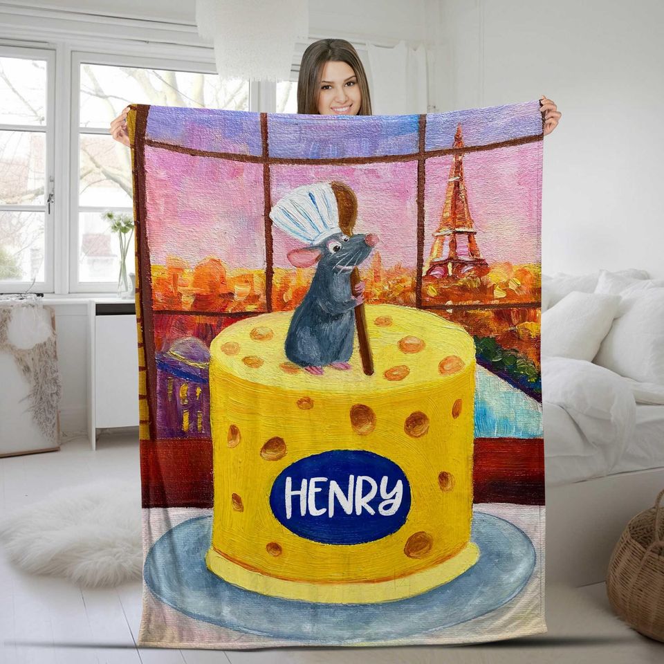 Custom Name Blanket, Disney Ratatouille Blanket, Personalized Blankets Birthday Gift