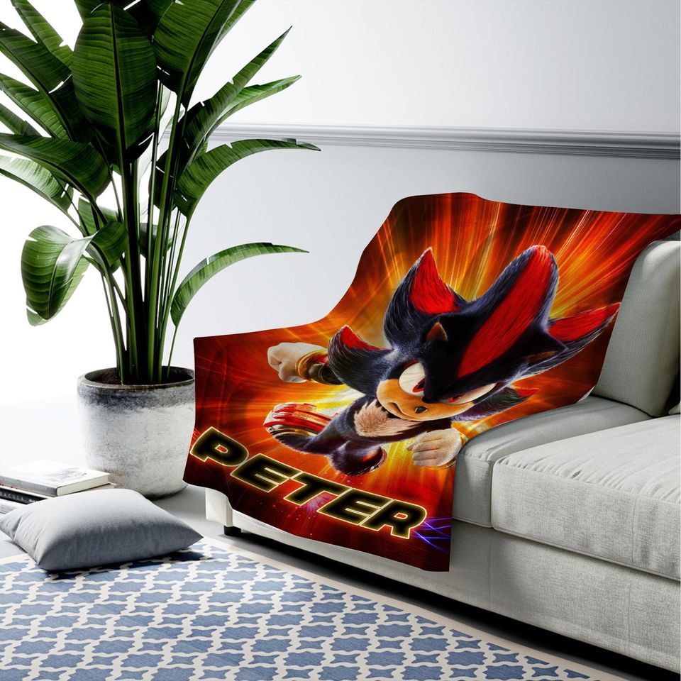 Custom Sonic The Hedgehog Blanket/Personalized Shadow Hedgehog Blanket/Custom Shadow Sonic Blanket/Sonic Blanket/Birthday Blanket
