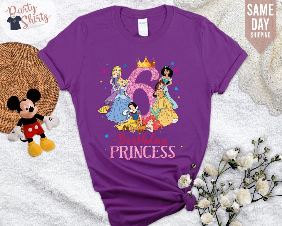 Disney Princess Shirt, Disney Birthday Princess Shirt for Girls, Matching Disney Birthday Squad Shirt