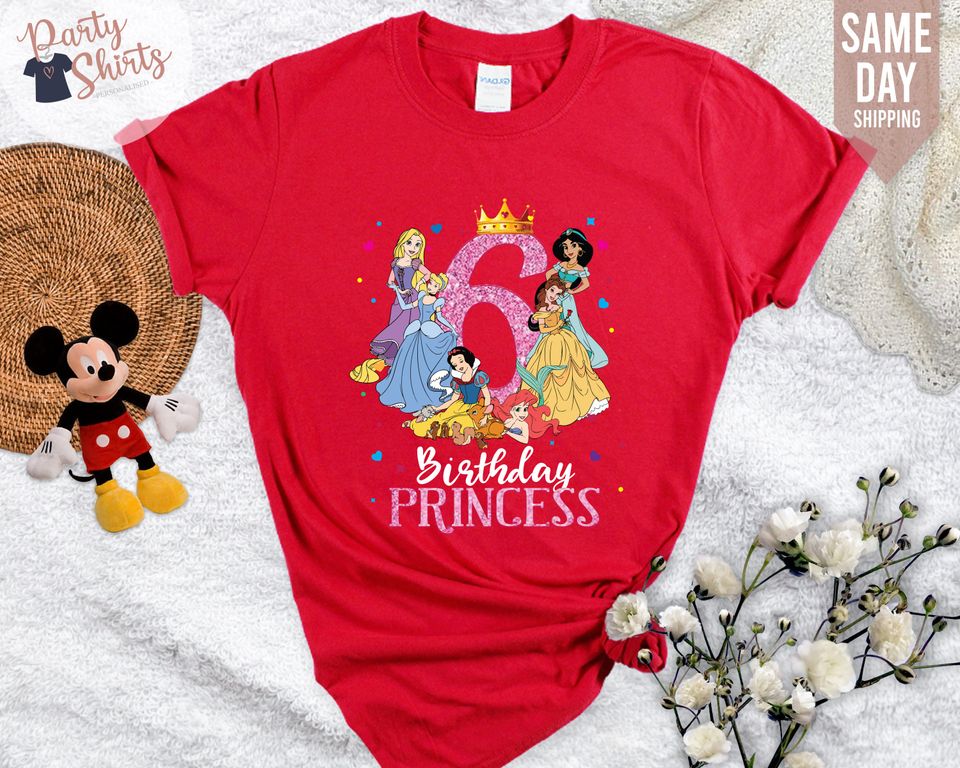 Disney Princess Shirt, Disney Birthday Princess Shirt for Girls, Matching Disney Birthday Squad Shirt
