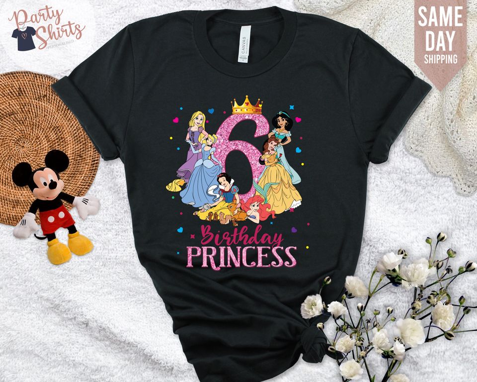 Disney Princess Shirt, Disney Birthday Princess Shirt for Girls, Matching Disney Birthday Squad Shirt