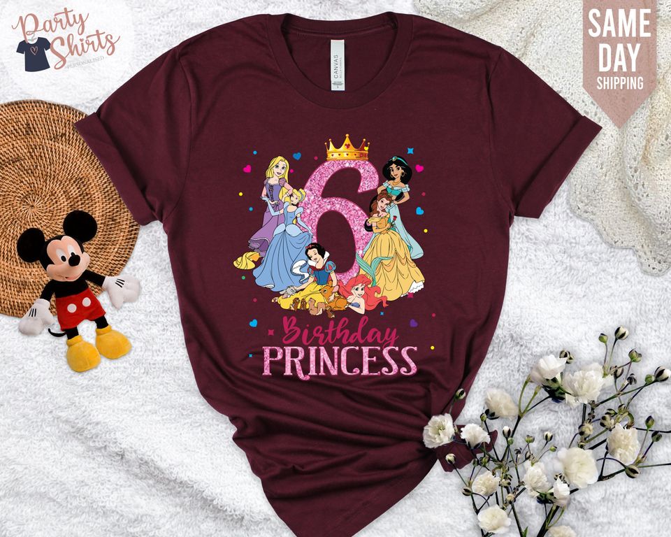 Disney Princess Shirt, Disney Birthday Princess Shirt for Girls, Matching Disney Birthday Squad Shirt