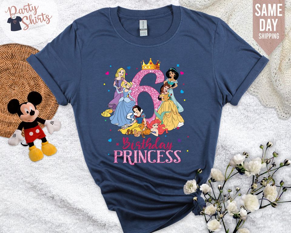 Disney Princess Shirt, Disney Birthday Princess Shirt for Girls, Matching Disney Birthday Squad Shirt