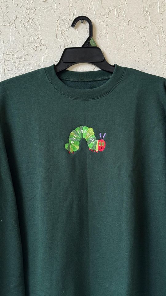 Hungry Caterpillar Eat the Rich Sweater, Embroidered Caterpillar sweatshirt Funny Gift