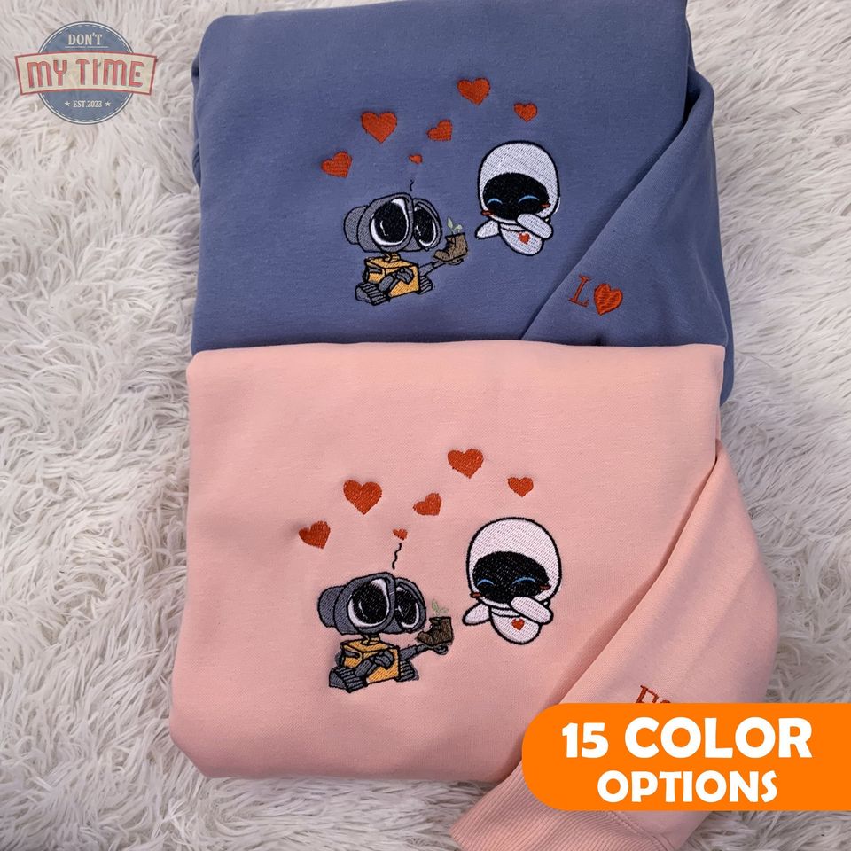 Lovely Droid Couple Character Embroidered Sweatshirt, Valentine's Day Gift