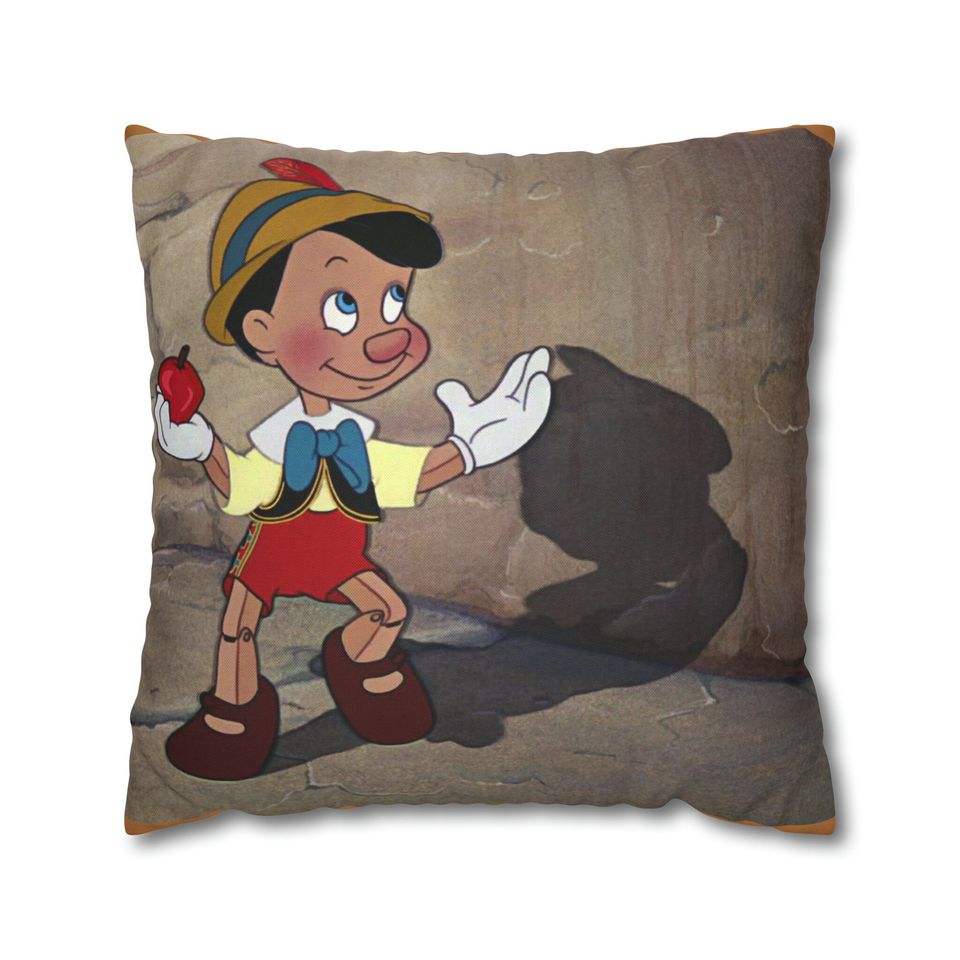 Vintage Disney Pinocchio Spun Polyester Square Pillow Case! Pinocchio's favorite