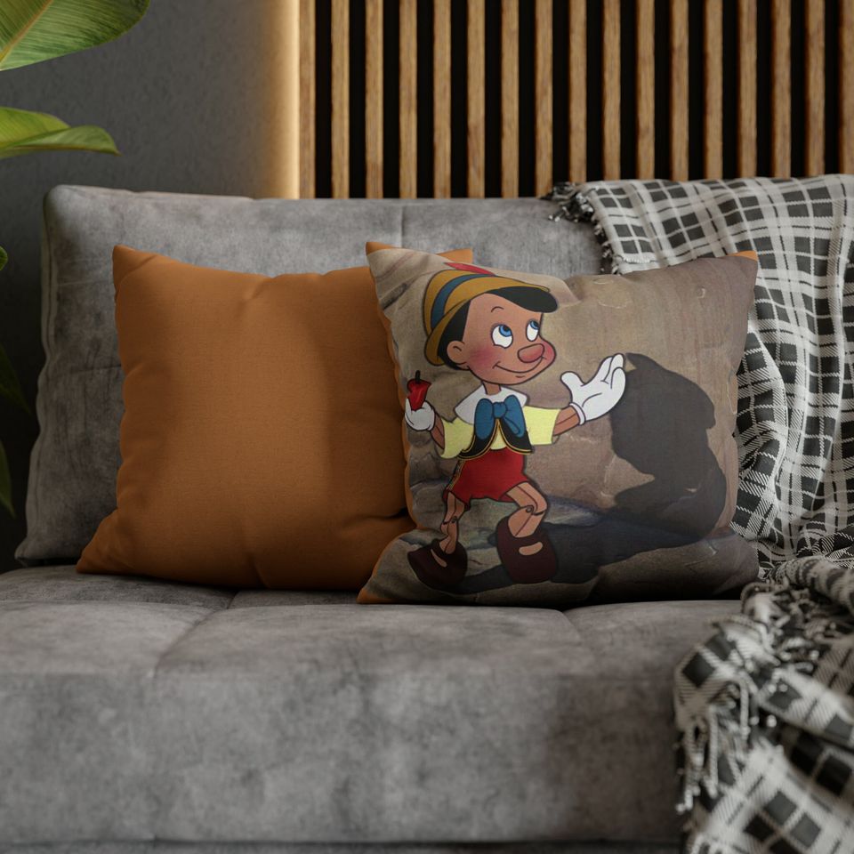 Vintage Disney Pinocchio Spun Polyester Square Pillow Case! Pinocchio's favorite