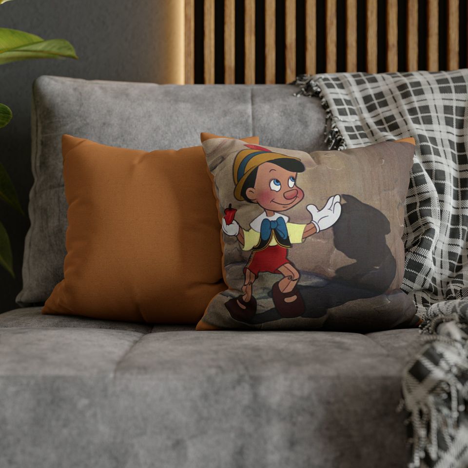 Vintage Disney Pinocchio Spun Polyester Square Pillow Case! Pinocchio's favorite