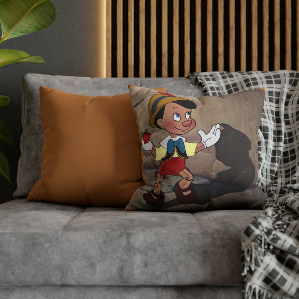 Vintage Disney Pinocchio Spun Polyester Square Pillow Case! Pinocchio's favorite