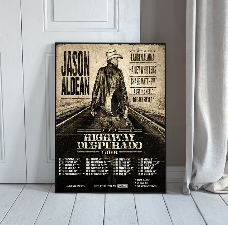 Jason Aldean highway desperado 2024 tour poster