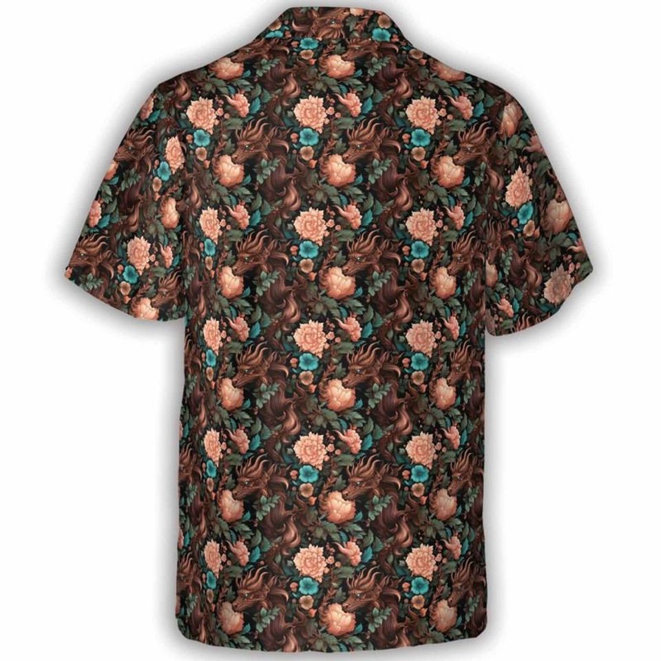 Copper Dragon Floral | DnD Button-Up Hawaiian Shirt