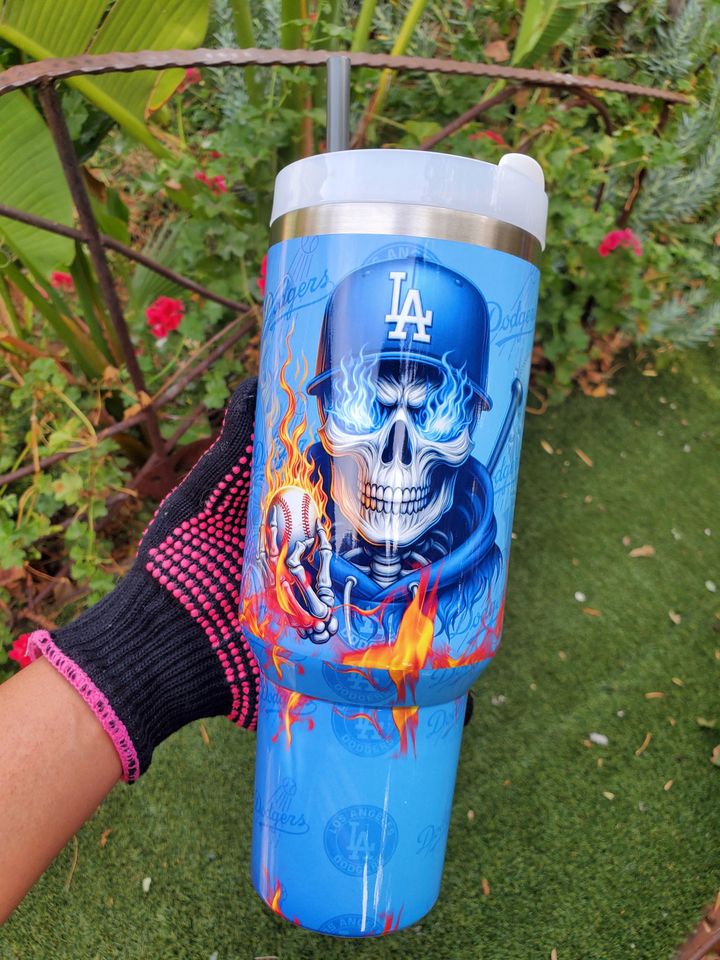 Skull Baseball Dodgers Tumbler