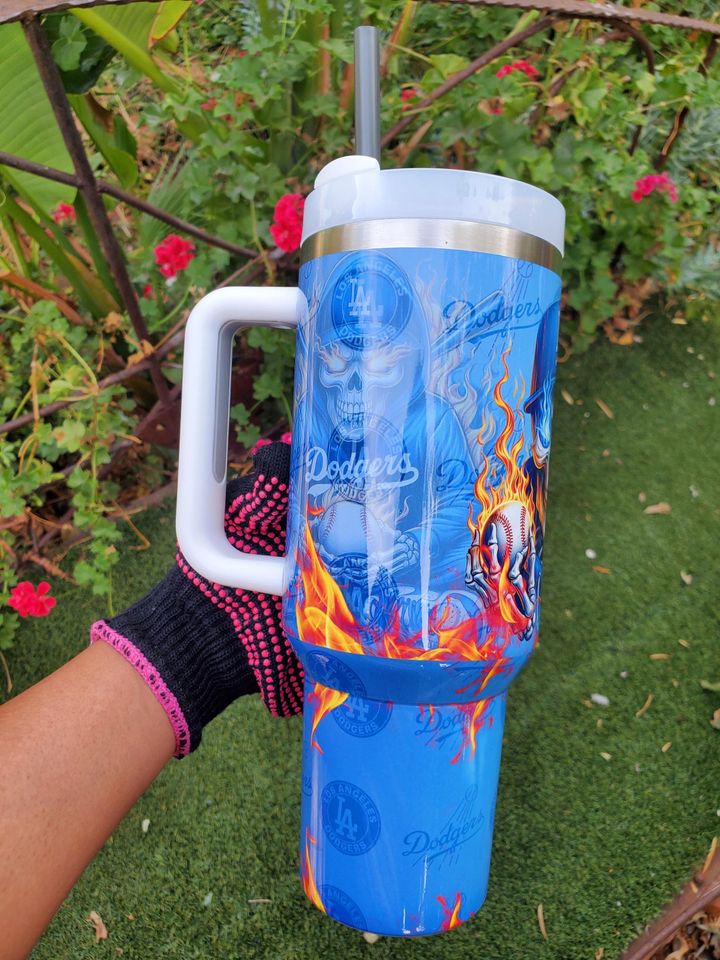 Skull Baseball Dodgers Tumbler