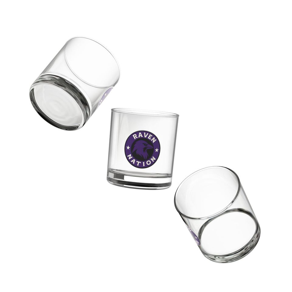 Baltimore Football Rocks Glass | Raven Nation Whiskey Glass | Fan Barware Gift | Tailgate Drinkware | Man Cave Decor