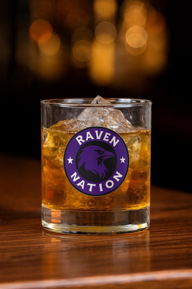 Baltimore Football Rocks Glass | Raven Nation Whiskey Glass | Fan Barware Gift | Tailgate Drinkware | Man Cave Decor