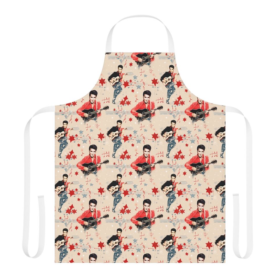 Elvis Presley Pattern Apron, 5-Color Straps (AOP)