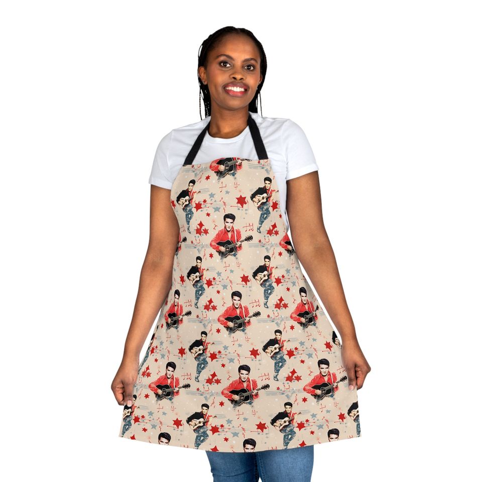 Elvis Presley Pattern Apron, 5-Color Straps (AOP)