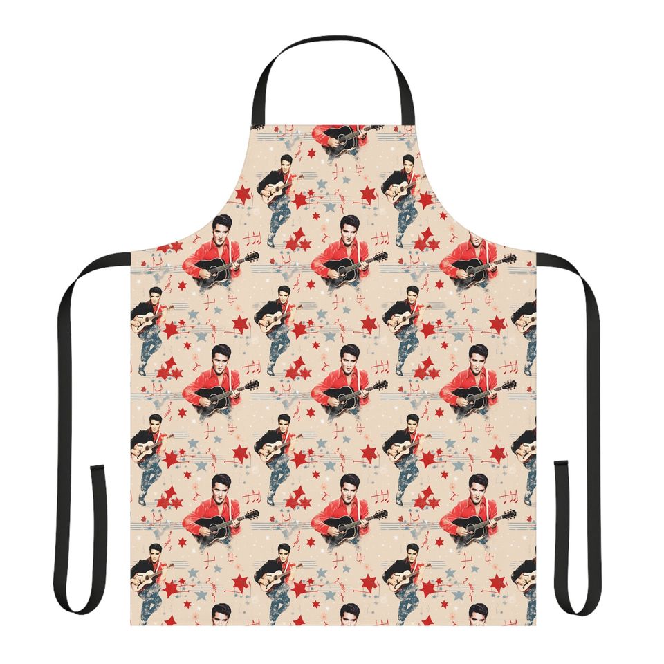 Elvis Presley Pattern Apron, 5-Color Straps (AOP)