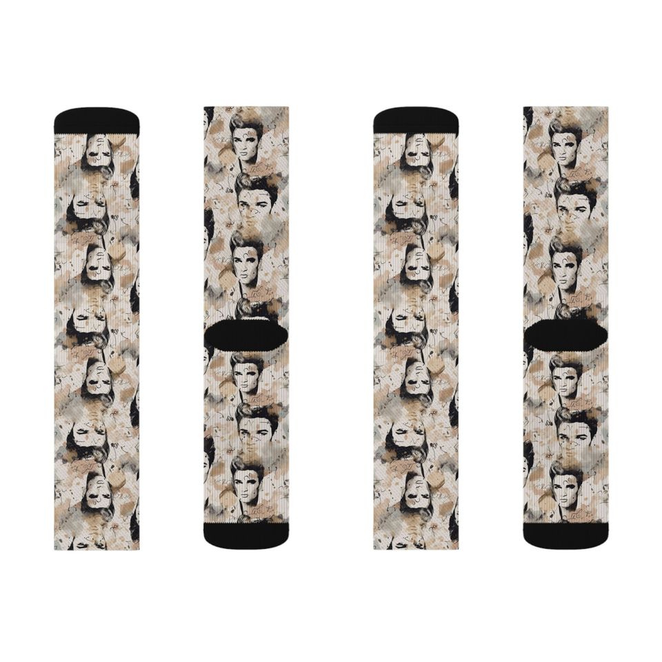 Elvis Presley Watercolor Portrait  Socks