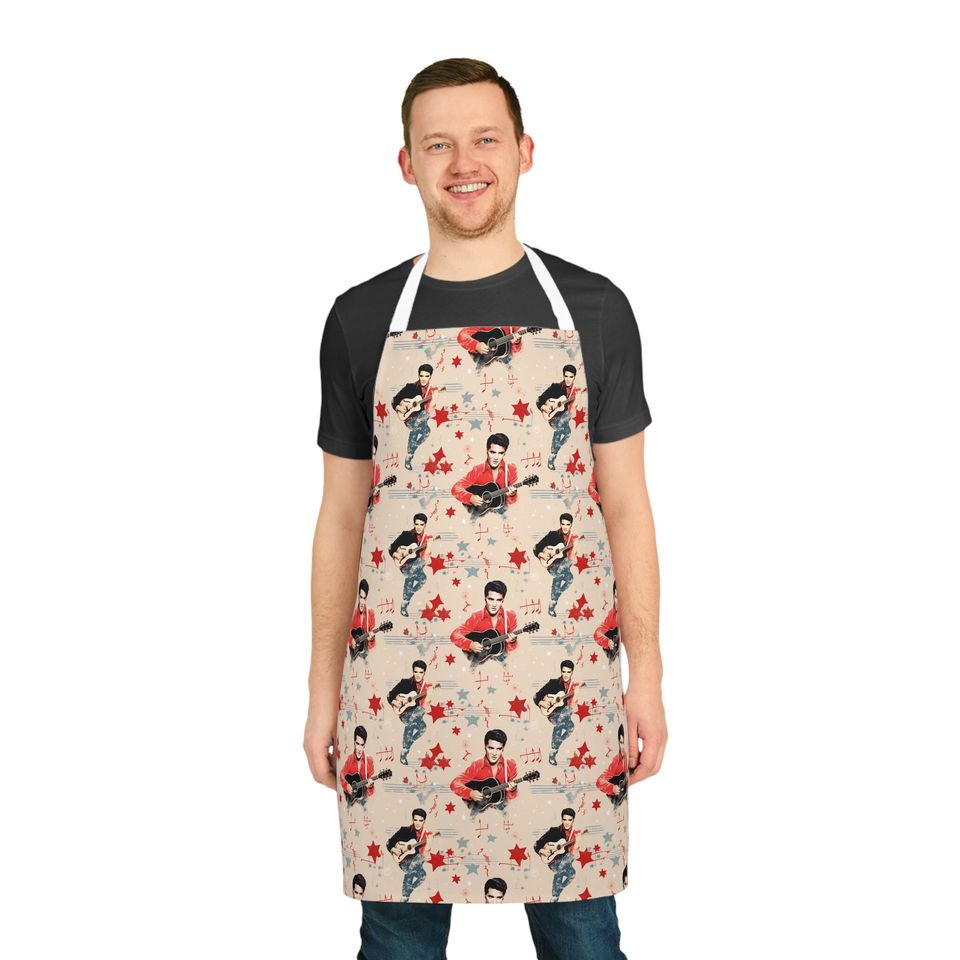 Elvis Presley Pattern Apron, 5-Color Straps (AOP)