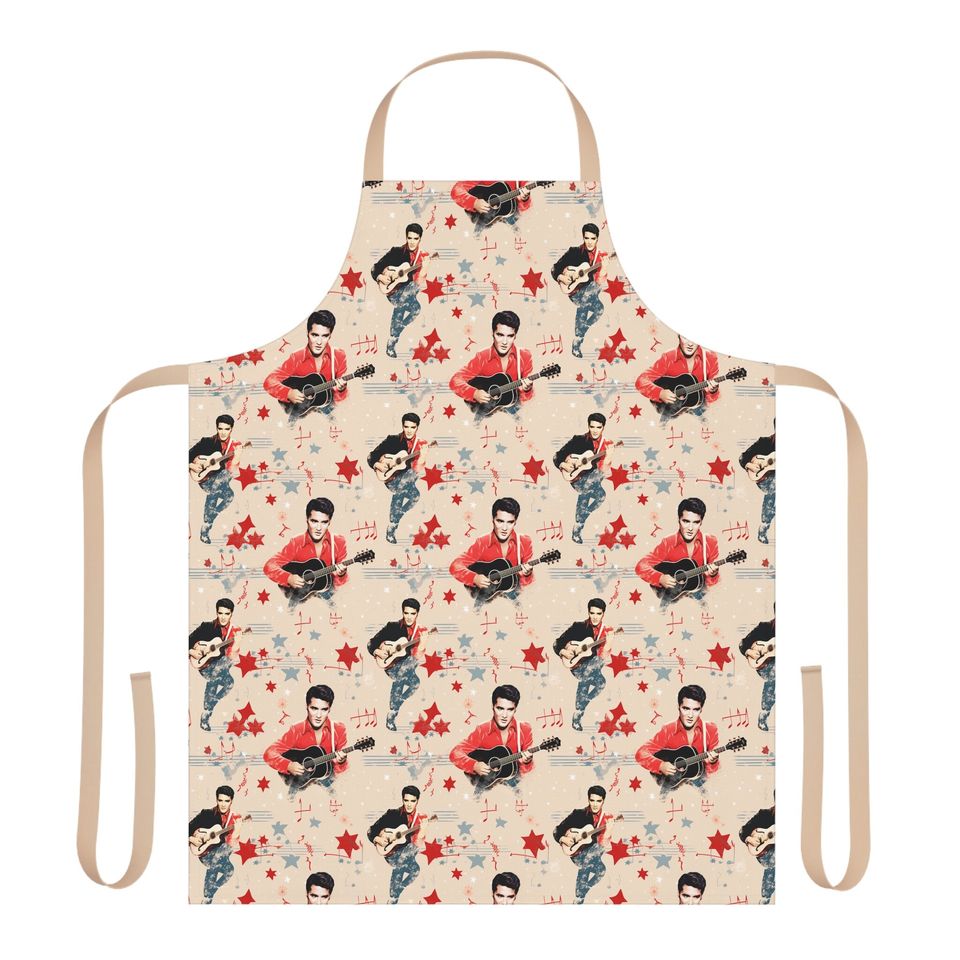 Elvis Presley Pattern Apron, 5-Color Straps (AOP)