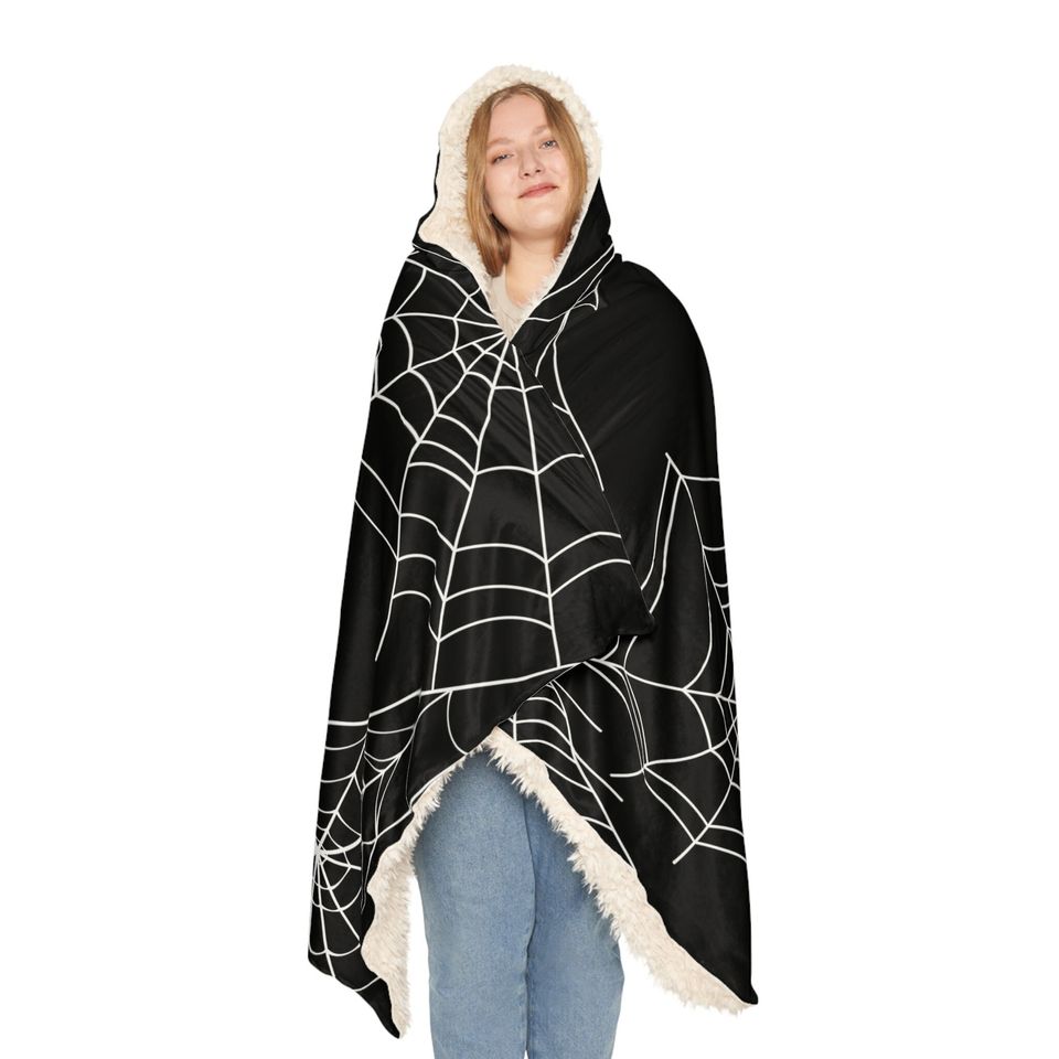 Hooded Spiderweb Snuggle Blanket for Halloween
