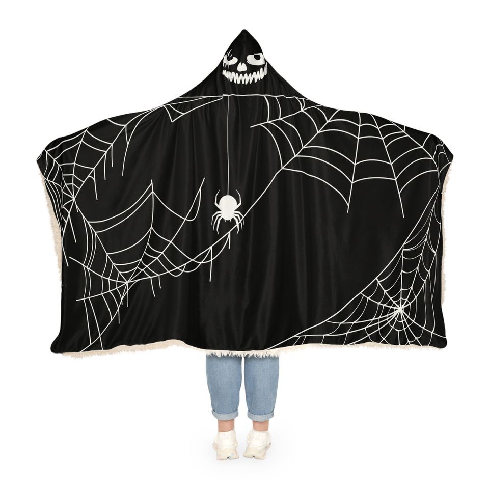Hooded Spiderweb Snuggle Blanket for Halloween