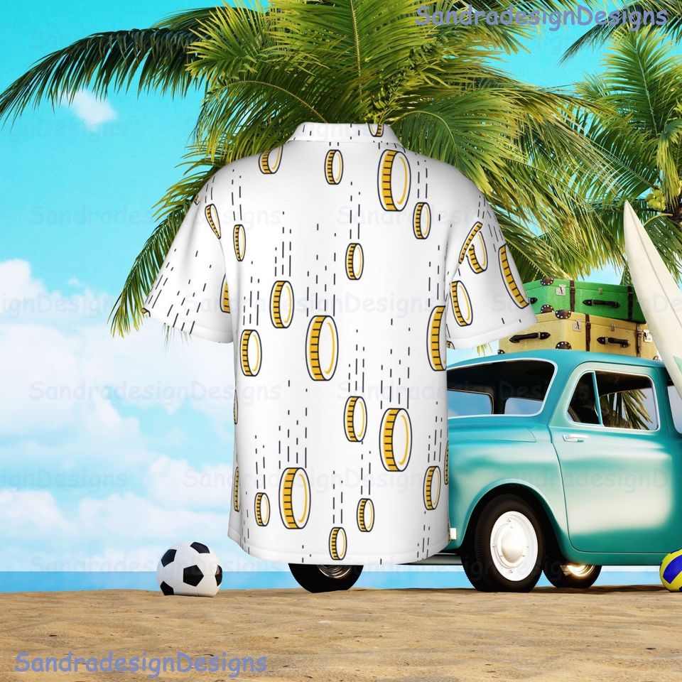 Money Coins Button Up Shirt, Aloha Shirt