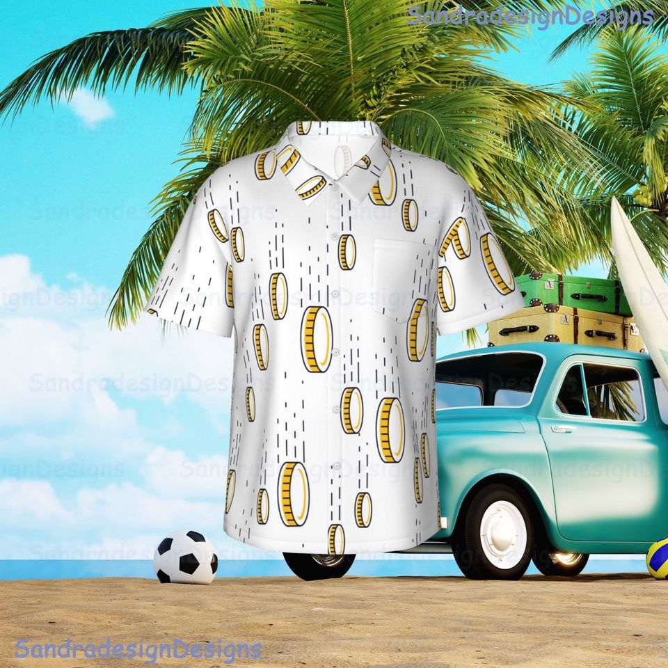 Money Coins Button Up Shirt, Aloha Shirt