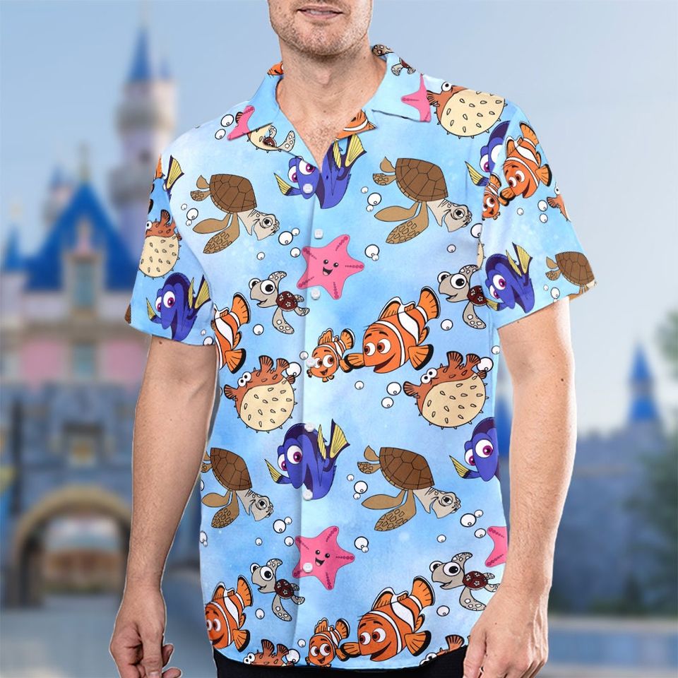 Fish And Turtle Hawaii Beach Shirt, Starfish Button Up Shirt Holiday