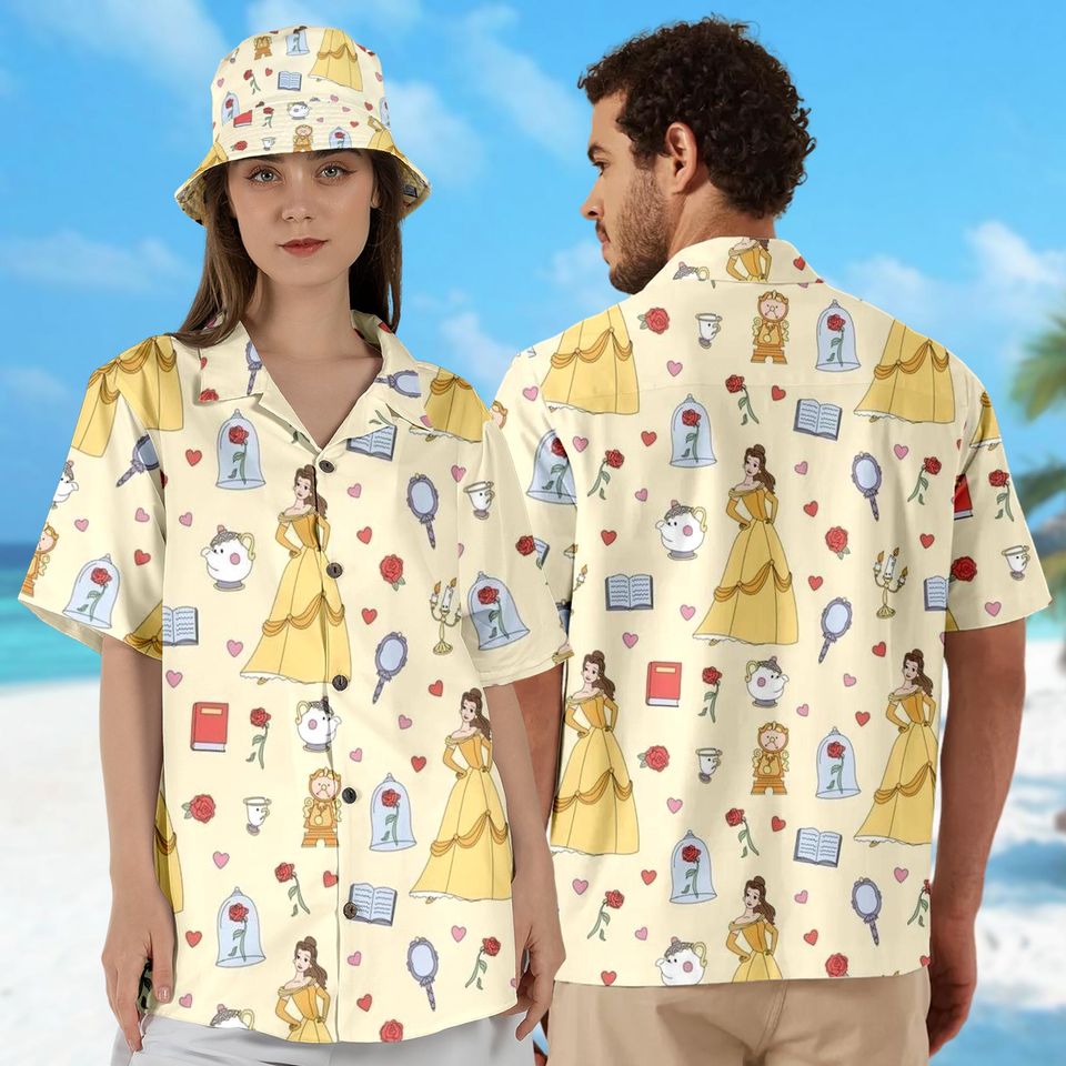 Belle Princess Hawaii Shirt, Characters Button Up Shirt