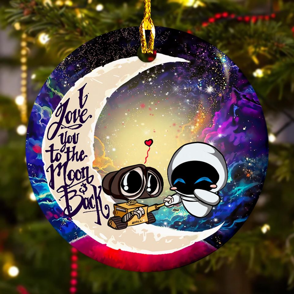 I Love You To The Moon And Back Ornament, Robot Couple In Snowflakes Xmas Ornament Gift, 2024 Christmas Tree Decor Gift For Kid