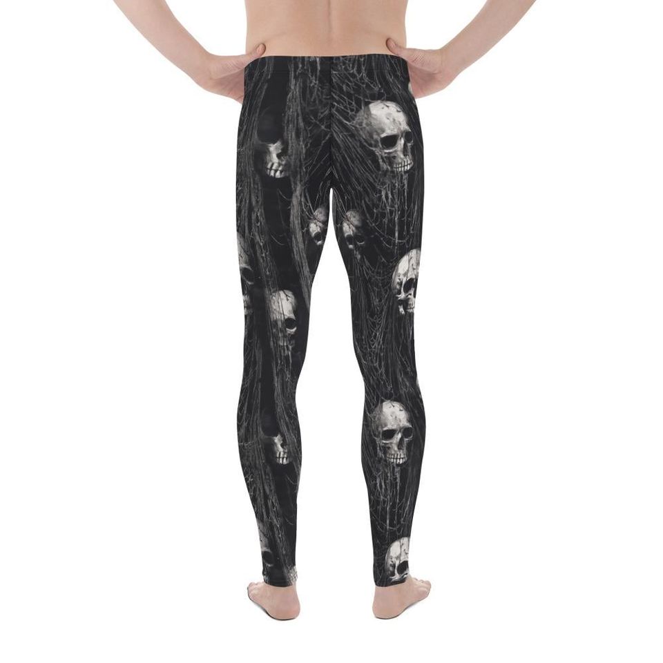 Halloween Men's Leggings: Gothic Skulls and Bones