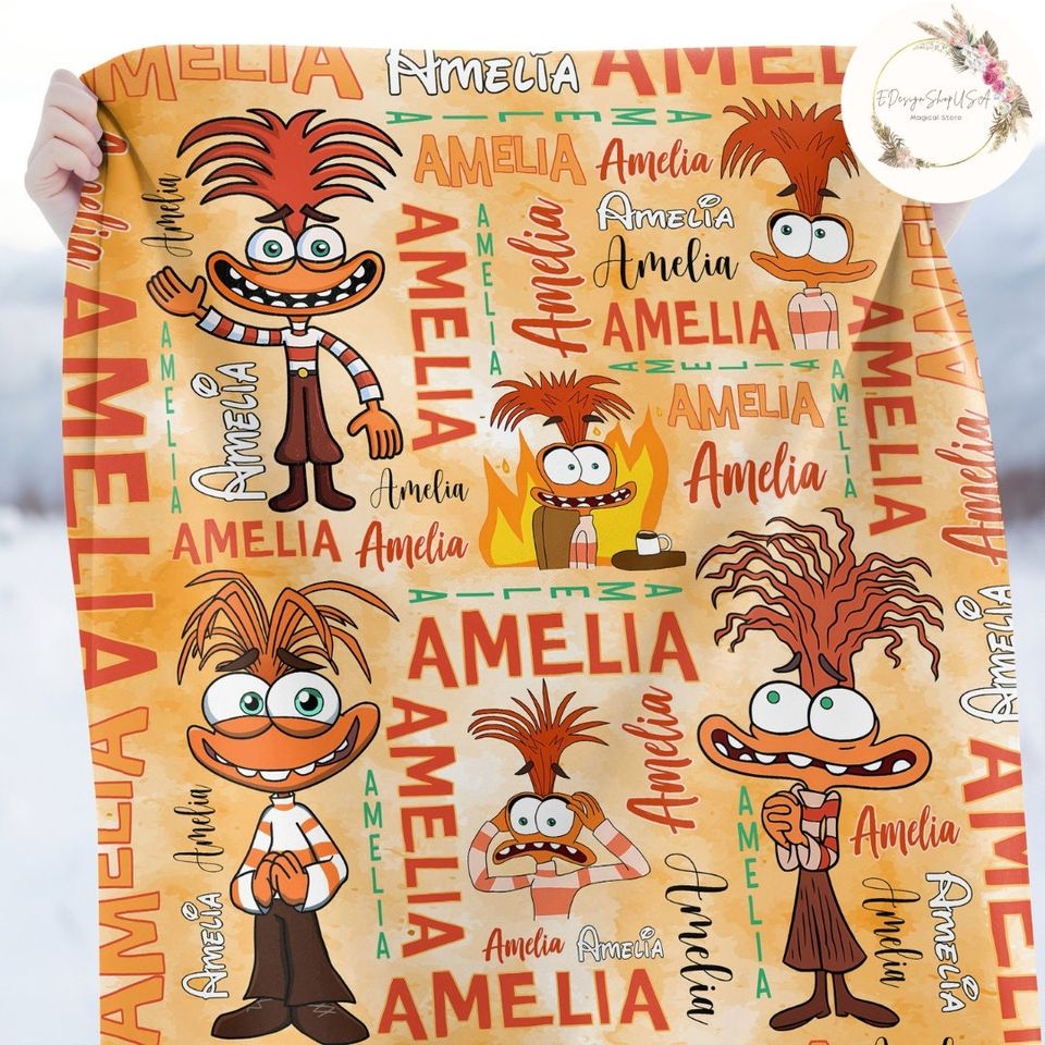 Personalized Watercolor Disney Pixar Inside Out Anxiety Blanket