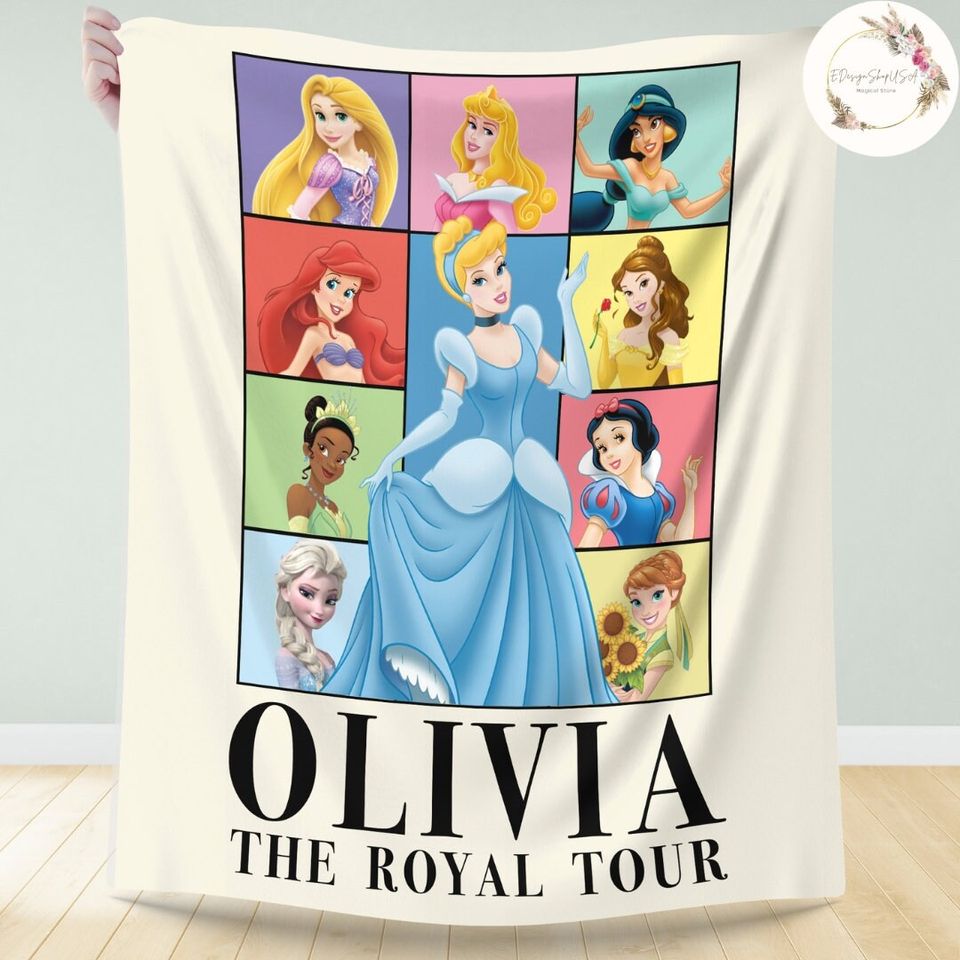 Personalized Disney Princess The Royal Tour Throw Blanket