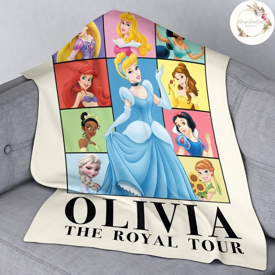 Personalized Disney Princess The Royal Tour Throw Blanket